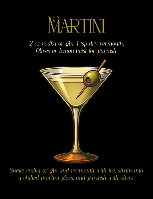 Martini Cocktail Recipe tshirt