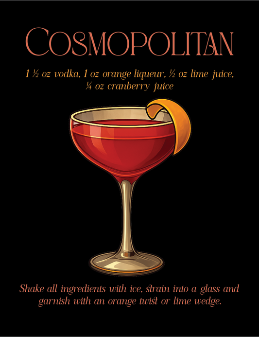 Cosmopolitan Cocktail Recipe tshirt